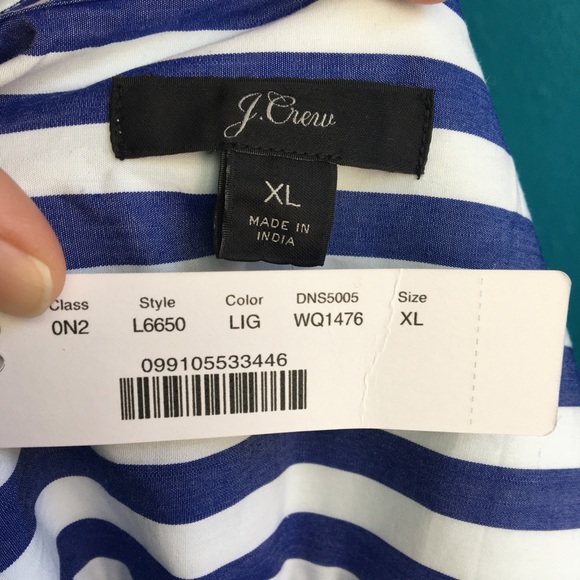 NWT J Crew blue white striped button front top XL - Picture 8 of 8